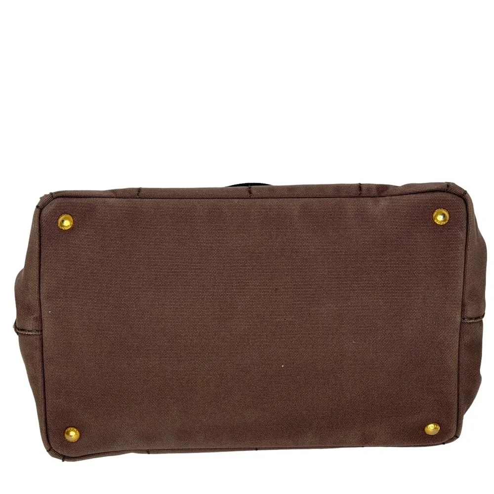 PRADA Canapa Brown Canvas Fabric Removable Crossbody Strap Tote Authentic Japan - Picture 6 of 16